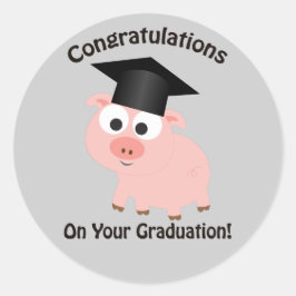 Grattisar på Studenten! Gris Runt Klistermärke