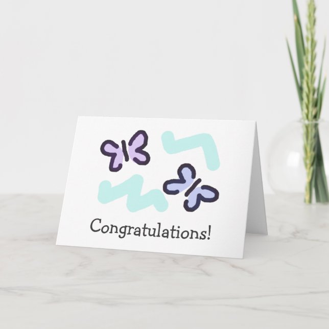 Grattisar! - Pastel Butterflies Kort (Framsida)
