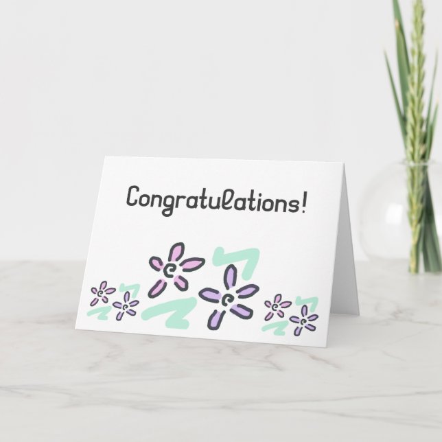 Grattisar! - Pastel Flowers Kort (Framsida)
