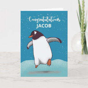 Grattisar Penguin Jumping for Joy Kort