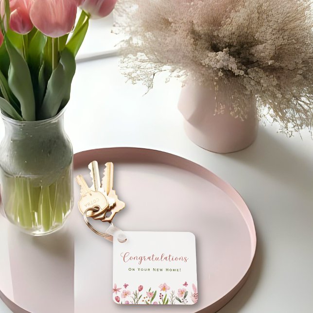 Grattisar Realtor Personlig Rosa Flowers Nyckelring (Skapare uppladdad)