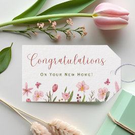 Grattisar Realtor Personlig Rosa Flowers Presentetikett