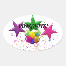 Grattisar Rektangulär fästpunkt Ovalt Klistermärke