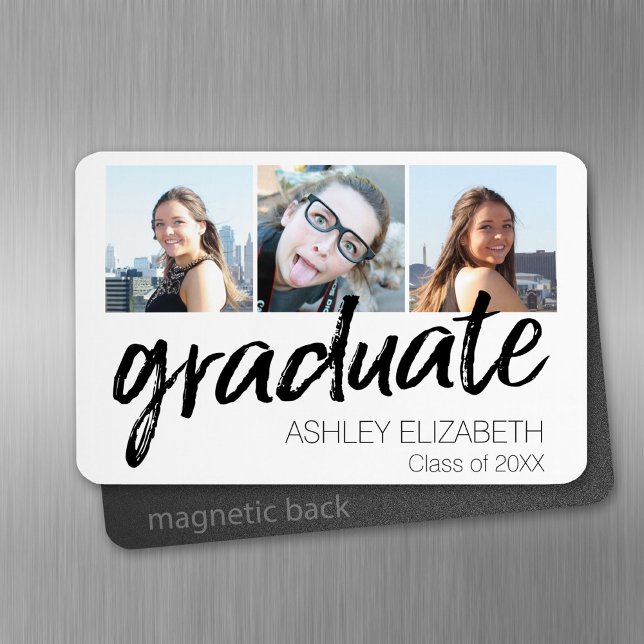 Grattisar Senior 3 Photo for Studenten Magnet (Personalized fridge magnet - add photos and text)
