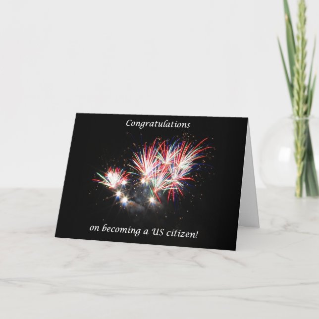 Grattisar som blir US Citizen, Fireworks Kort (Framsida)