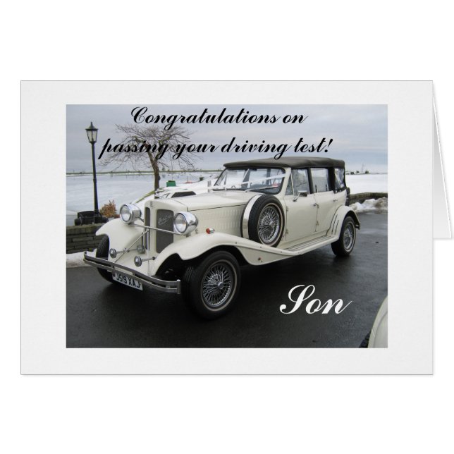 Grattisar som passerar din son till körprov hälsningskort (Framsidan Horizontal)
