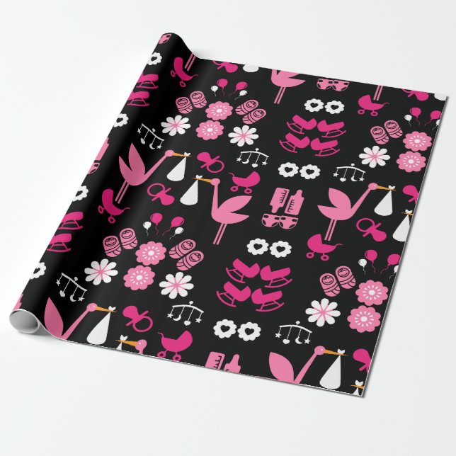 Grattisar Stalk Delivery Twin Girls Presentpapper (Utrullad)
