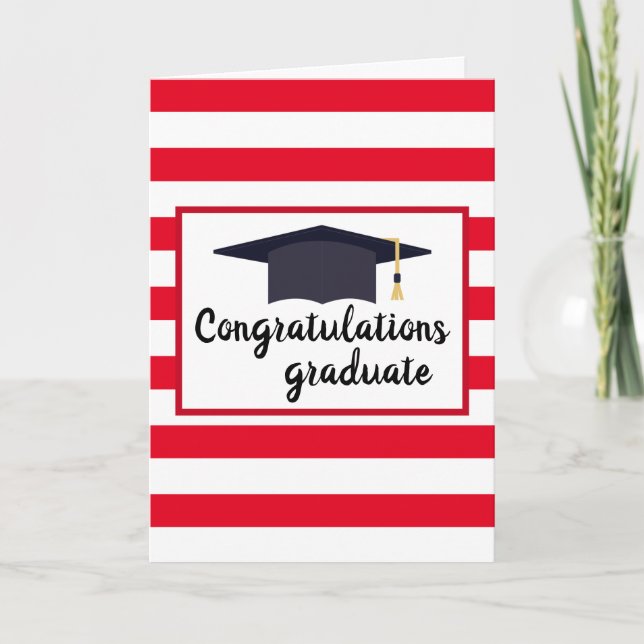 Grattisar Studentmössa med Rand Red Kort (Framsida)