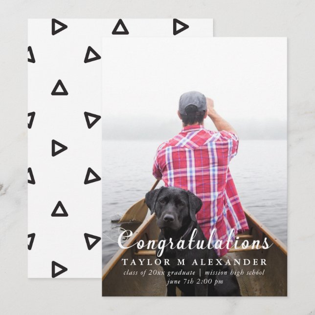 Grattisar Svarta och vita geometriska Mönster Meddelande (Fram/baksida)