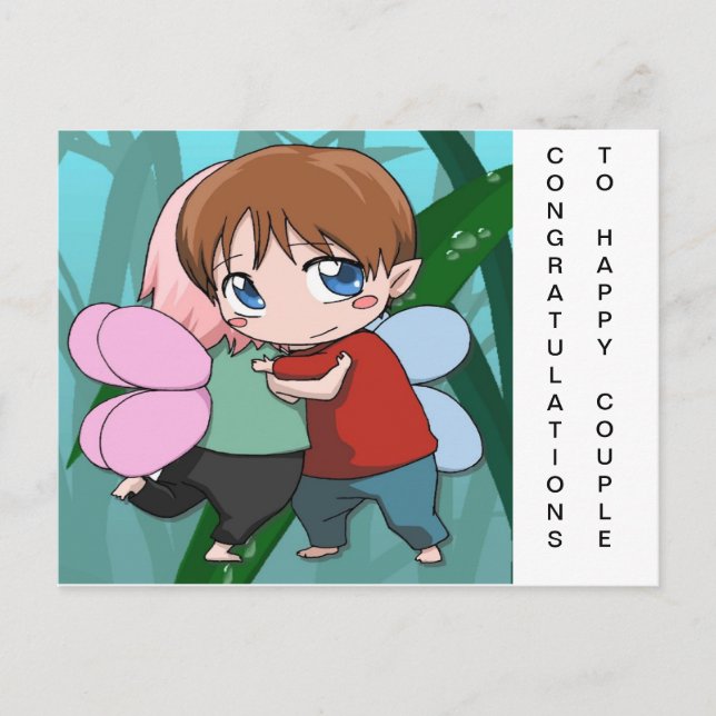 Grattisar till lycklig par vykort (Framsida)