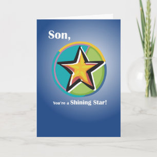 Grattisar till Son med Shining Star på Blue Kort