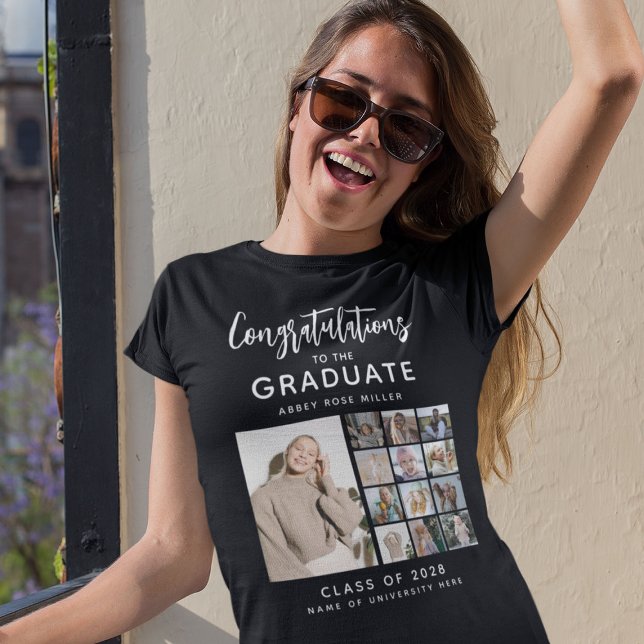 Grattisar till Student, 13 fotokollage T Shirt (Skapare uppladdad)