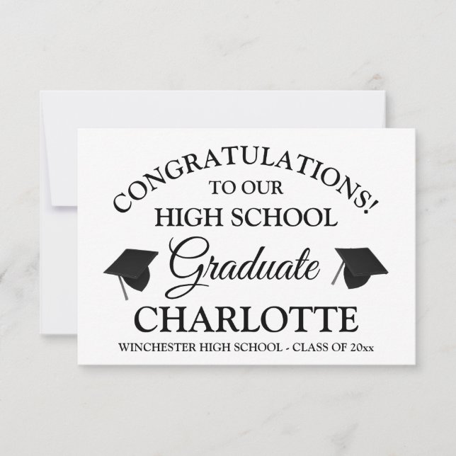 Grattisar till vår svartvita anpassningsbar studen kort (Framsida)