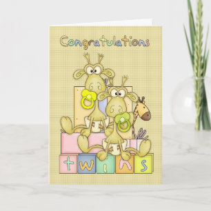 Grattisar Twillingarnas födelse - Cute Card Kort