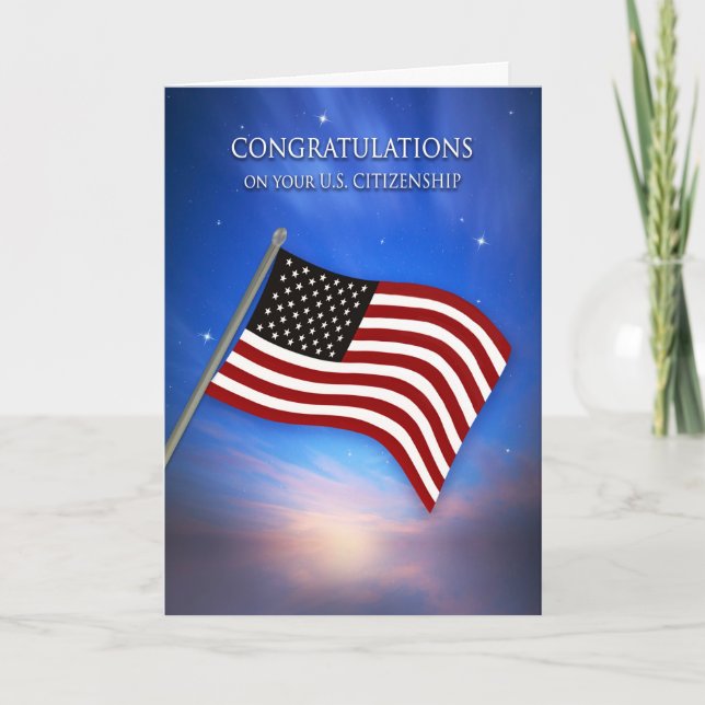 Grattisar, US CITIZENSHIP, American Flagga Kort (Framsida)