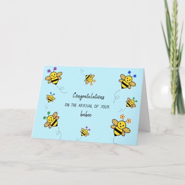 Grattisar vid ankomsten av ditt babeekort kort (Framsida)