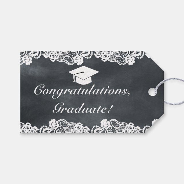 Grattisar vid Blackboard och White Snöre Studenten Presentetikett (Framsidan (Horisontell))