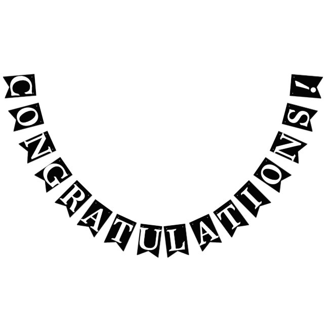 GRATTISAR, vit text på svart Vimplar (Alla)