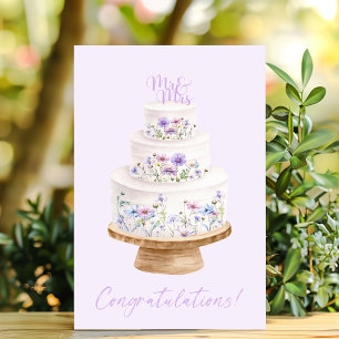 Grattisar Wildblommor Bröllop Cake Kort