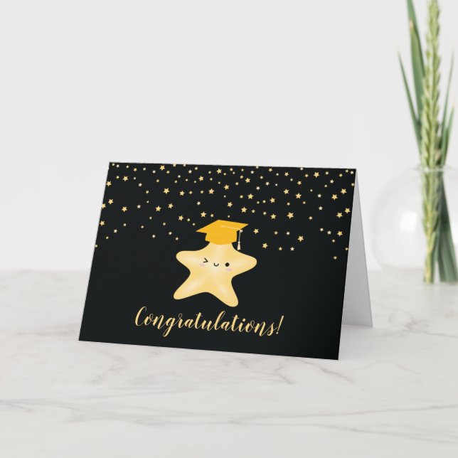 Grattisarna Black & Guld Toppen Star Studenten Kort (Framsida)