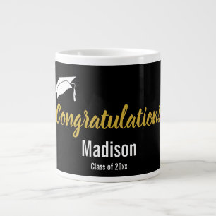 Grattisarna Black White och Guld Student Namn Jumbo Mugg