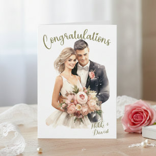 Grattisarna Bride & Groom Namn Personligt bröllp Kort