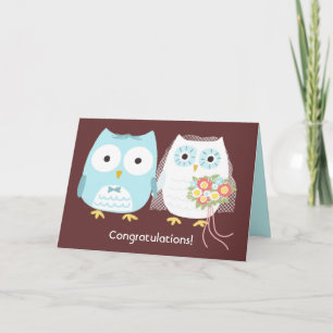 Grattisarna Cute Uggla Bride och Groom Bröllop Kort