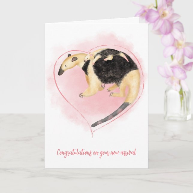 grattisarna mor och baby tamandua nyfödd bebis kort (Orkide)