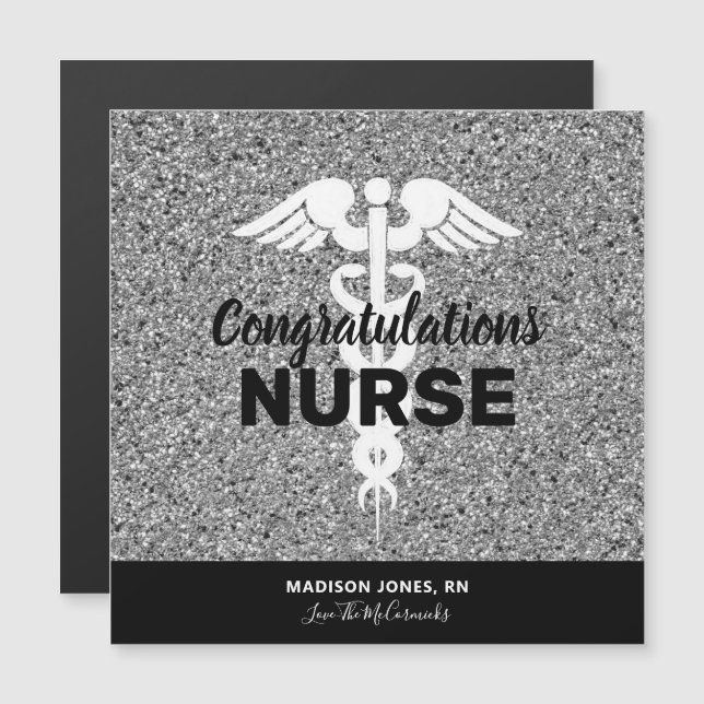 Grattisarna Nurse Grad Black Silver Glitter (Fram/baksida)