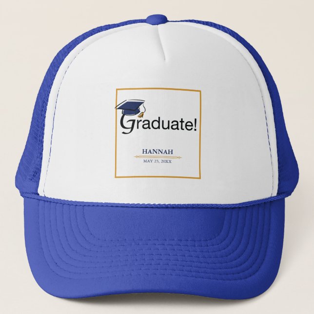Grattisarna Student, Hat, Tassel, Blue, Guld Keps (Framsida)