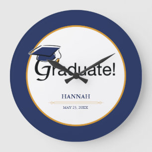 Grattisarna Student, Hat, Tassel, Blue, Guld Stor Klocka