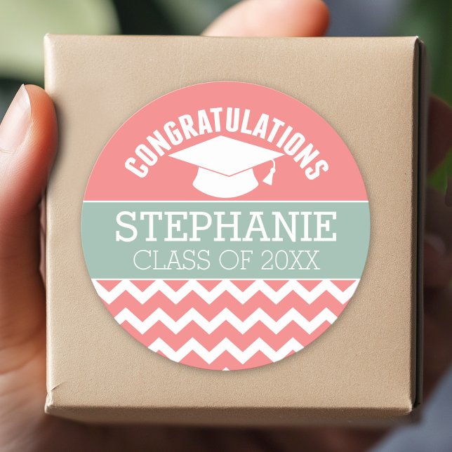 GRATTISARNA STUDENT - PERSONLIG STUDENTEN RUNT KLISTERMÄRKE (Custom Sticker for Party Favors and Envelopes)