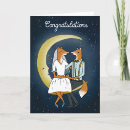Grattisbröllopkort - rävar i månen kort