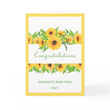 Grattisen Studenten Gult Blommigt Namn år