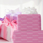 Grattisens rosa vit presentpapper<br><div class="desc">Ett gult trendig party som slår in pappert lakan. rosa bakgrund,  vit text: Grattisar!</div>