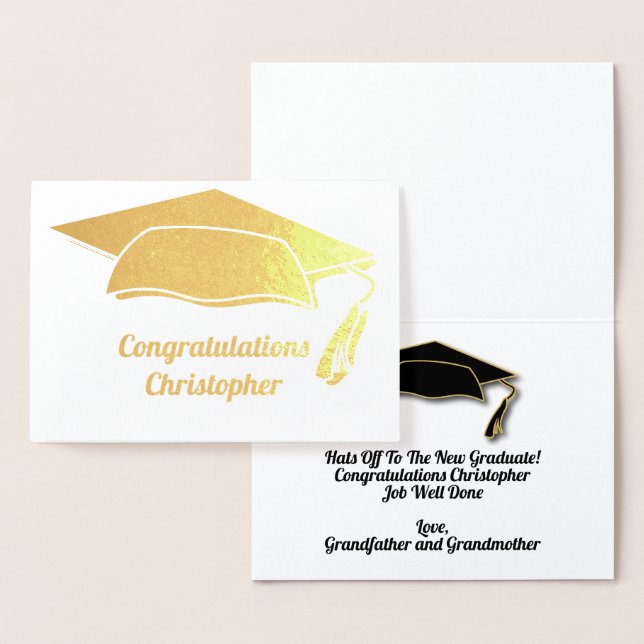 Grattisens Studentmössa och Tassel Modern Folierat Kort (Display)