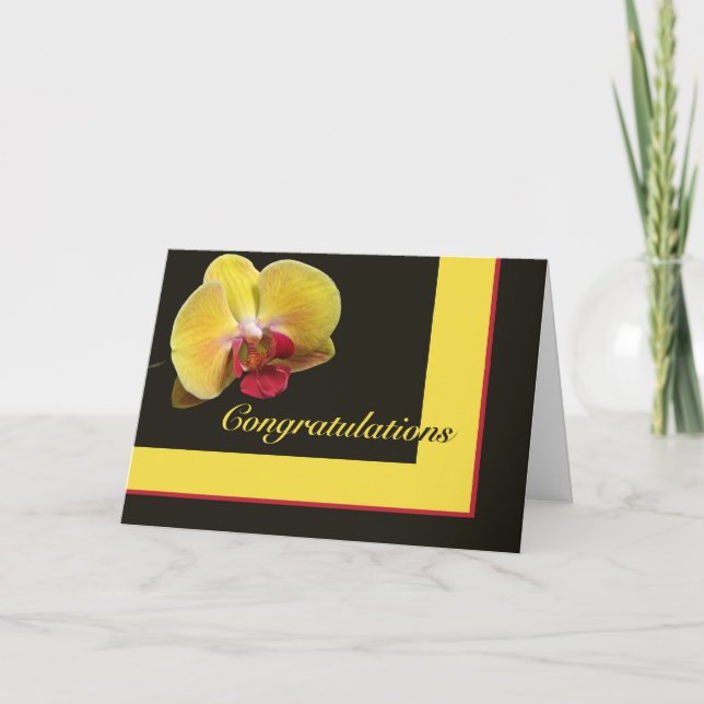 Grattishälsningkort - gul malOrchid Kort (Framsida)
