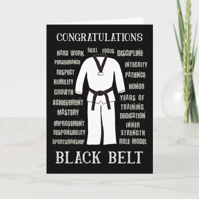 Grattiss Black Bälte Taekwondo Karate Judo Kort (Framsida)