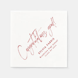 Grattiss grad simpel modern röd studenten pappersservett