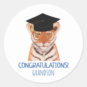 Grattiss Grandson Tiger Unge Illustration Runt Klistermärke