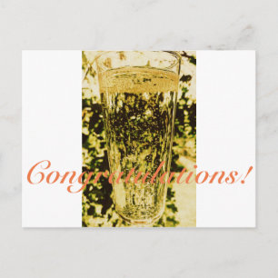 Gratulation Champagneglas vykort