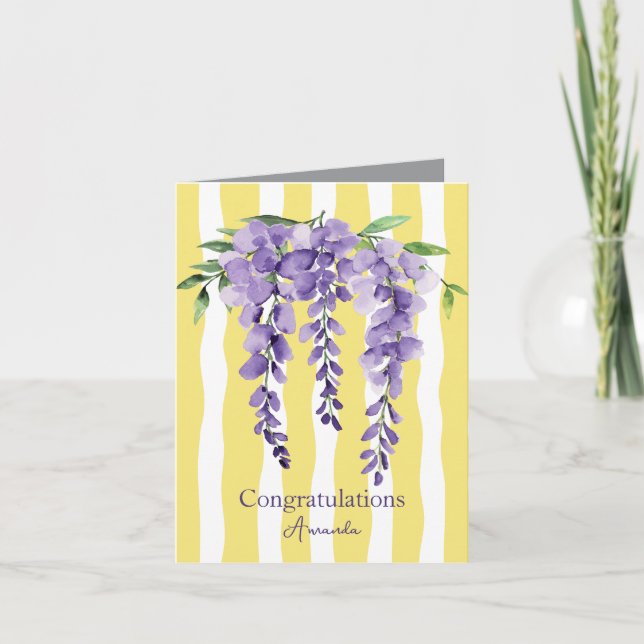 Gratulation elegant akvarell blommande Gul  Kort (Framsida)