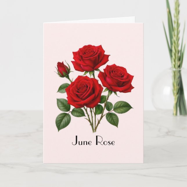 Gratulation med June Rose blommor Kort (Framsida)