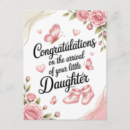 Gratulation nybebis dotter Blommig design Vykort