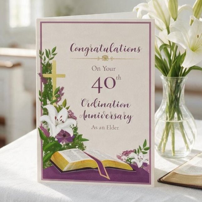 Gratulation på 40-årsjubileet för ämbetsinvigning kort (Skapare uppladdad)