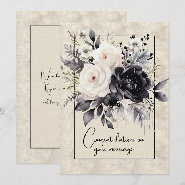 Gratulation på er bröllopsblomsterbukett   anteckningskort (Fram/baksida)
