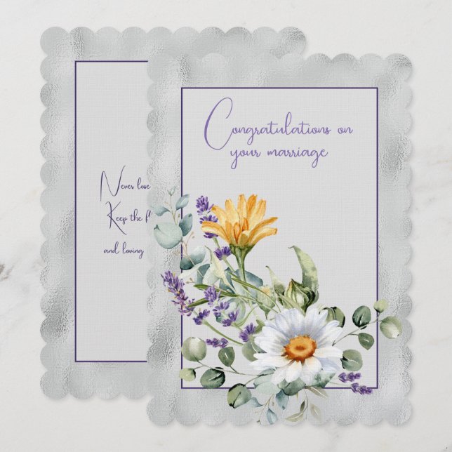 Gratulation på er bröllopsblomsterbukett   anteckningskort (Fram/baksida)