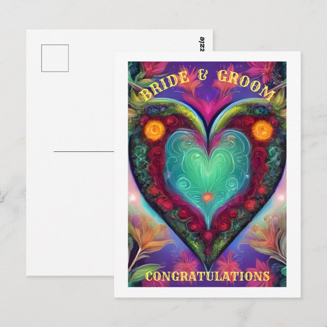 GRATULATIONER BRUD OCH BRUDGUM   VYKORT (Fram/baksida)