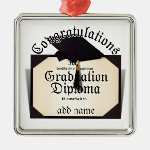 Gratulationer! Certifikat för fullgörande av exame Julgransprydnad Metall