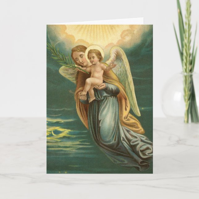 Gratulationer Guardian Angel och Baby Jesus Kort (Framsida)
